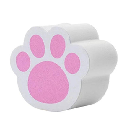 Sponge for Daily Bathroom Mirror and Faucet Cleaning - compact paw-shaped pink white sponge for wiping mirrors and faucets without chemicals