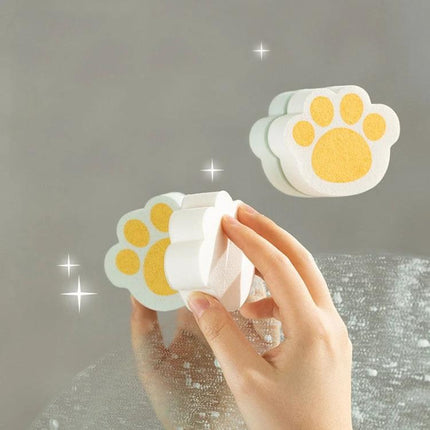 Sponge for Daily Bathroom Mirror and Faucet Cleaning - paw-shaped compact sponge removes smudges and water spots with just water