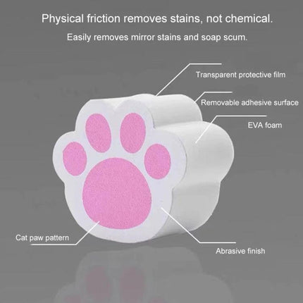 Sponge for Daily Bathroom Mirror and Faucet Cleaning - cat paw shaped compact cleaning sponge for mirrors and faucets, removes soap scum with water and friction