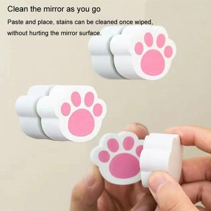 Sponge for Daily Bathroom Mirror and Faucet Cleaning - compact paw-print sponge wipes mirrors and faucets without chemicals