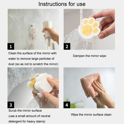 Sponge for Daily Bathroom Mirror and Faucet Cleaning used damp to wipe soap scum and water spots from mirror and faucet