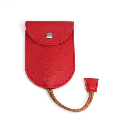 Pullout Personalized Ladies Car Key Bag Black For Home And Car Keys - compact red PU key pouch with pullout leather loop and snap closure