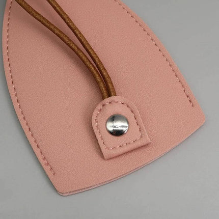 Pullout Personalized Ladies Car Key Bag Black For Home And Car Keys - compact pink PU key holder with pullout cord and snap closure