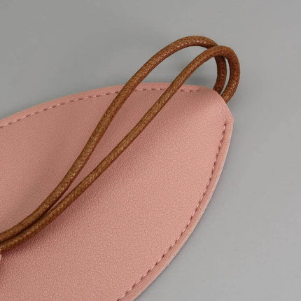 Pullout Personalized Ladies Car Key Bag Black For Home And Car Keys - compact pink PU key organizer with brown pull loop, soft textured finish