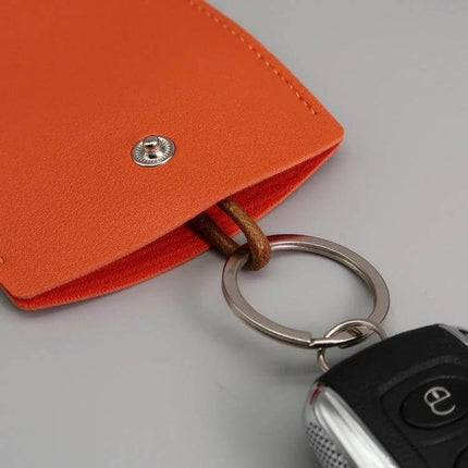 Pullout Personalized Ladies Car Key Bag Black For Home And Car Keys - compact black PU key organizer with keyring and car key