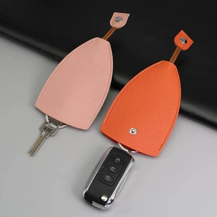 Pullout Personalized Ladies Car Key Bag Black For Home And Car Keys - compact PU key organizer protecting car and home keys, pink and orange shown