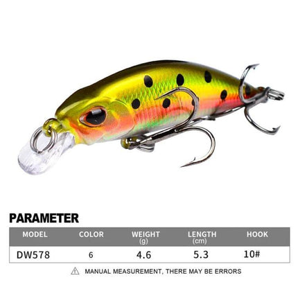 Proberos Sinking Minnow Lure Long Casting For Freshwater compact 5.3cm 4.6g ABS sinking minnow crankbait with natural wobble for weedlines