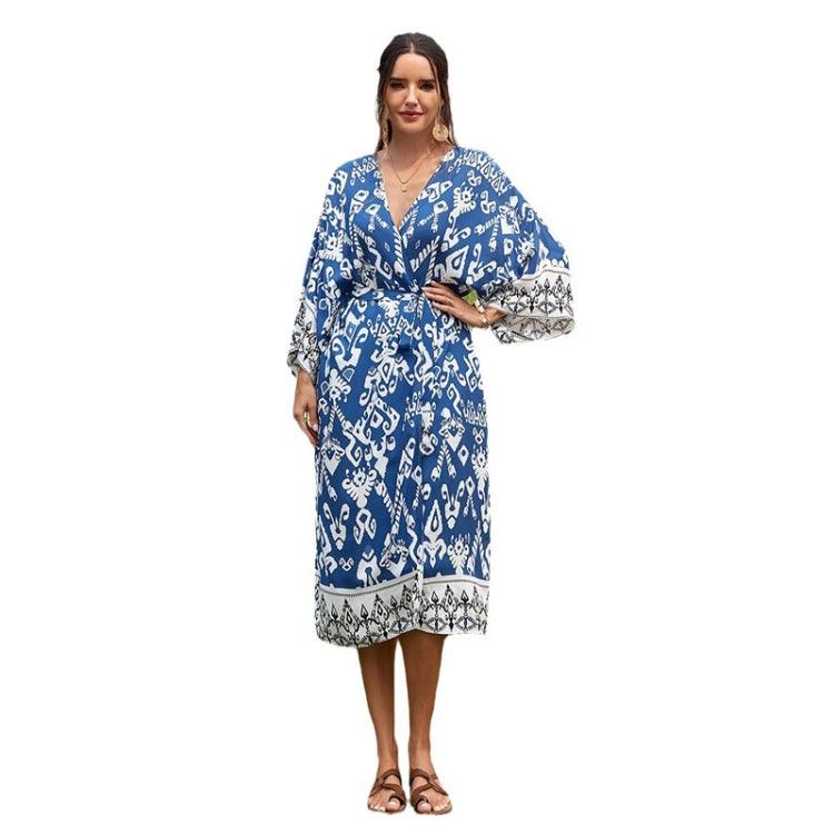 Ladies' Vacation Shawl with Beach Print - Stylish Sun Protection Cardigan for Swimwear