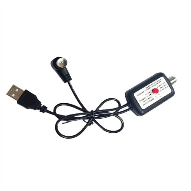 Antenna Signal Amplifier with Monitoring and Switch Indicators USB-powered inline amplifier with indicator lights and switch for boosting TV reception