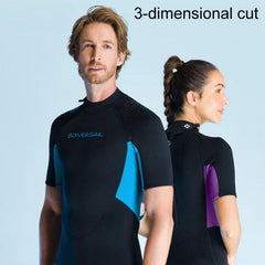 Traje de neopreno de manga corta de 1,5 mm para hombre y mujer para surf y esnórquel