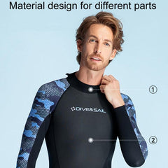 Traje de neopreno de manga larga de 2 mm para hombre para surf y esnórquel - Equipo de invierno DIVE &amp; SAIL