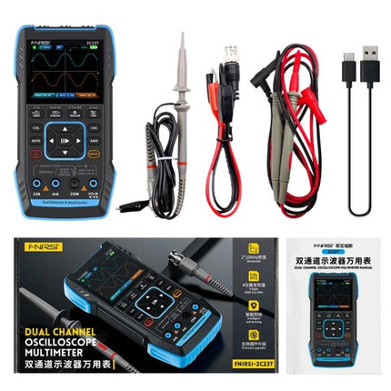 FNIRSI Handheld Digital Oscilloscope for Electronics Testing compact dual-channel oscilloscope multimeter with probes and USB cable