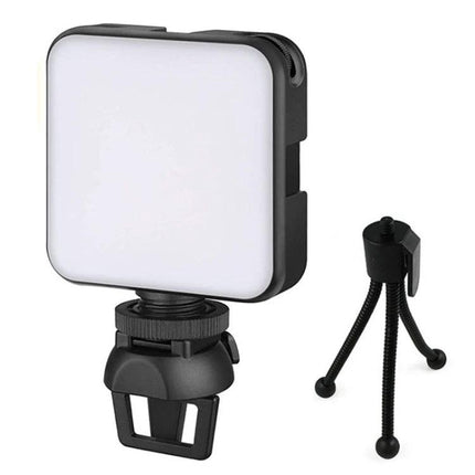 Essential Clip-On Light for Remote Work Video Calls clipped to laptop with small tripod for steady soft illumination
