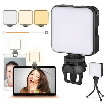 Essential Clip-On Light for Remote Work Video Calls shown clipped to laptop and monitor with adjustable warm-to-cool tones for clearer video calls