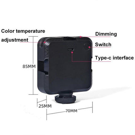 Essential Clip-On Light for Remote Work Video Calls — compact black clip-on LED with dimming, color temperature adjustment, switch and Type-C port (70x85x25mm)