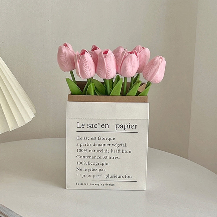 Vibrant 10-Piece Tulip Floral Arrangement with Paper Bag for Home Décor