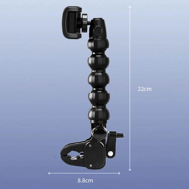 Car Snake Shaped Phone Holder With Adjustable Angles mounted clamp arm for dashboard, 22cm flexible PC plastic gooseneck, supports portrait and landscape