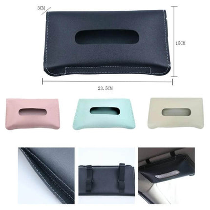 Car Armrest Box Sun Visor Hanging Leather Tissue Box Black - black PU leather, retractable sun visor/armrest tissue holder, 23.5x15x3cm, stitched finish