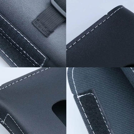 Car Armrest Box Sun Visor Hanging Leather Tissue Box Black close-up of black PU leather, white stitching, hook-and-loop strap, retractable opening