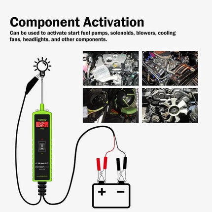 JDiag Tool for Everyday Automotive Circuit Detection compact component activation tester with clips for battery and headlights