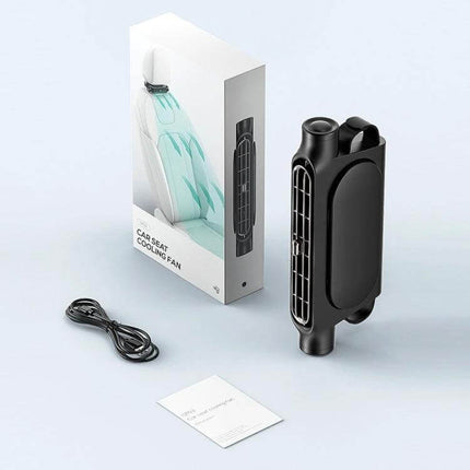 Car Turbine High Wind USB Plug-In Seat Back Fan In-Car Use compact black USB-C 5V rear-seat ABS car seat cooling fan with cable and box