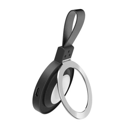 Magnetic Holder for Charging Phones During Everyday Activities – compact black magnetic ring holder with strap for hands-free wireless charging