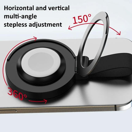 Magnetic Holder for Charging Phones During Everyday Activities - 360° rotatable ring and 150° multi-angle adjustable wireless charging holder on phone