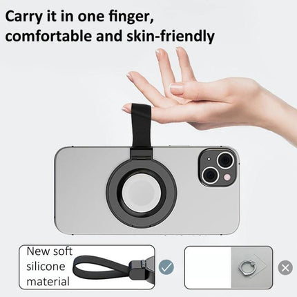 Magnetic Holder for Charging Phones During Everyday Activities – silicone finger loop holder on phone for hands-free wireless charging