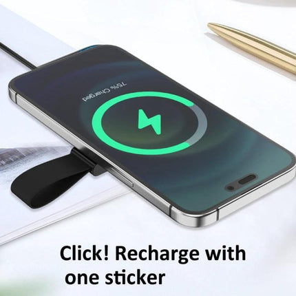 Magnetic Holder for Charging Phones During Everyday Activities - slim magnetic wireless charging holder attached to a phone for hands-free use