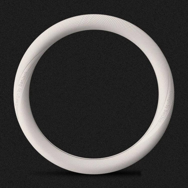 BEN.JACK Car Anti Slip Steering Wheel Cover for Everyday Grip slim white silicone cover with linear anti-sweat pattern, ultra-thin 1.9mm fit