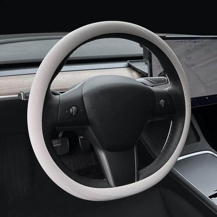 BEN.JACK Car Anti Slip Steering Wheel Cover for Everyday Grip slim white silicone anti-slip ultra-thin 1.9mm steering wheel cover in Tesla interior