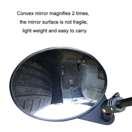 Telescopic Mirror for Security Checks in Everyday Situations - convex telescopic vehicle inspection mirror showing tire and undercarriage view