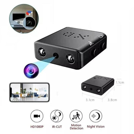 XD Compact Sports Camera for Everyday and Low-Light Activities compact black HD1080P camera with night vision and motion detection