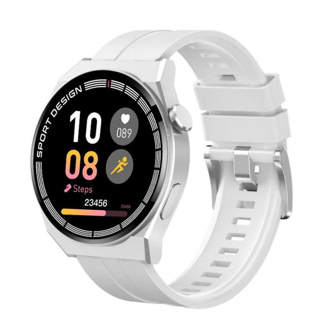 A Practical Watch for Everyday Health and Activity Tracking - white sport smartwatch showing steps, heart rate, and activity icons