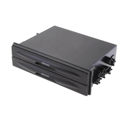 Car Audio Storage Box Cup Holder With Double Layer black plastic double-drawer car audio storage and cup holder unit