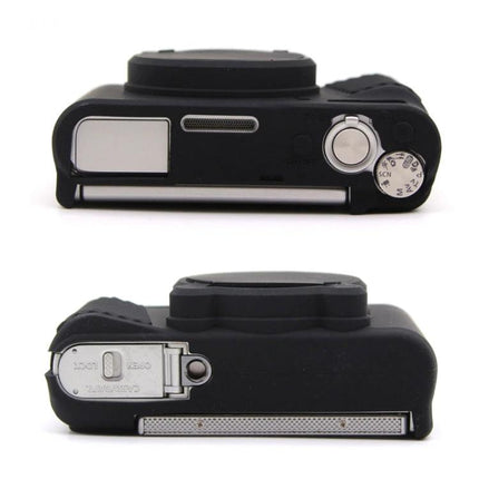 Soft Silicone Protective Case for Canon Cameras shown fitted on Canon SX730/SX740 top and bottom views, protecting buttons and ports