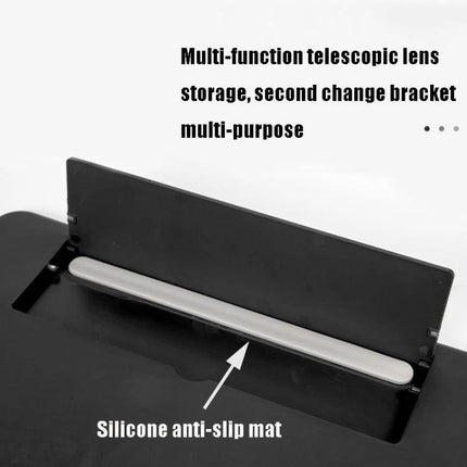 14-Inch Pull-Out Folding Phone Screen Magnifier with Anti-Blue Light showing silicone anti-slip mat and multi-function telescopic lens bracket