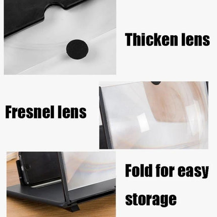 14-Inch Pull-Out Folding Phone Screen Magnifier with Anti-Blue Light showing thickened Fresnel lens, foldable design and easy storage for streaming and reading