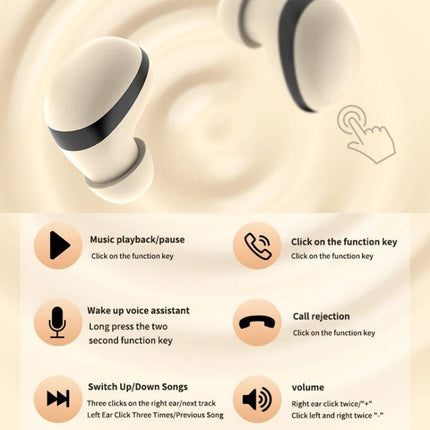 Compact Mini Wireless Earbuds For Commuting And Sleep with touch controls rectangular noise-reduction charging case