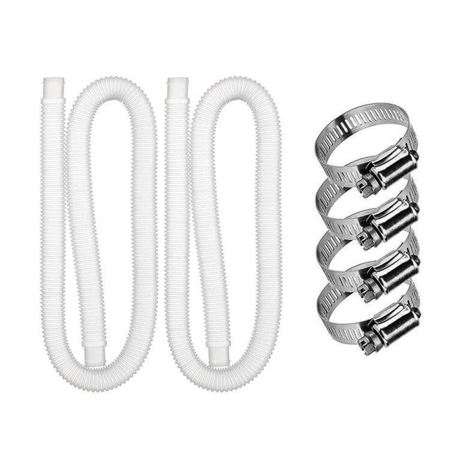 Pool Hose Replacement Kit For Above-Ground Filter Pump – 1.5m corrugated hoses with 4 stainless steel clamps for easy DIY repair