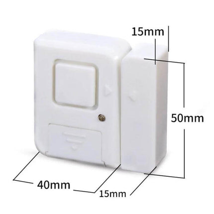 Wireless Magnetic Door and Window Alarm for Home Security white compact sensor with magnetic contact and dimensions 50mm x 40mm x 15mm