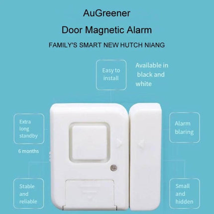 Wireless Magnetic Door and Window Alarm for Home Security - compact white door magnetic alarm with easy-install design for front doors, windows, and rentals