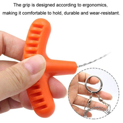 Stainless Steel Wire Saw Rope For Outdoor Camping Orange 70cm – ergonomic PP handle, four‑strand steel wire, compact survival camping saw