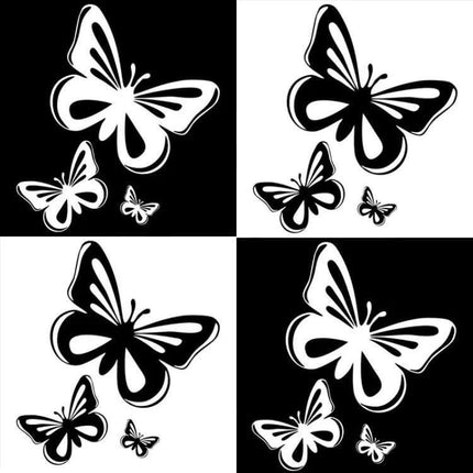 Butterfly Hollow Decorative Stickers for Car Fuel Tanks, Set of 3 - black and white butterfly hollow decal set for fuel tank personalization