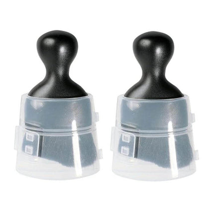 Car Interior Cleaning Brush Set for Air Vents and Gaps - two compact hand brushes with man-made fiber bristles and protective caps for vents and crevices