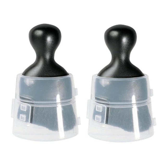 Car Interior Cleaning Brush Set for Air Vents and Gaps - two compact hand brushes with man-made fiber bristles and protective caps for vents and crevices