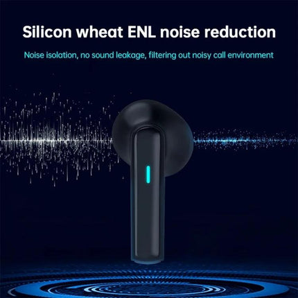 Lenovo Wireless Earbuds For Commuting Workouts And Gaming showcasing black earbud with silicone noise reduction and LED light