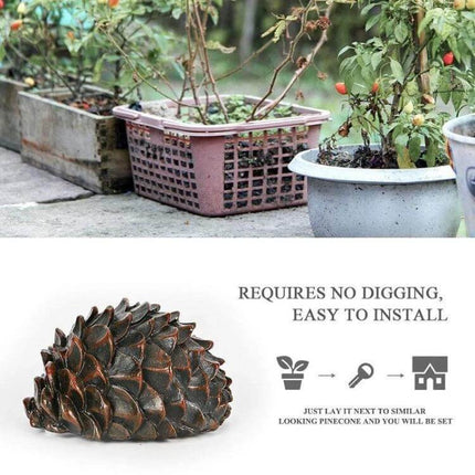 Simulated Pine Nut Stone Key Box for Hiding Essentials discreet resin pinecone key holder blends into garden pots and rocks