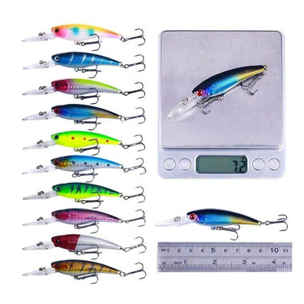 Diving Minnow Hard Lure Biomimetic 9.5 Cm For Freshwater Fishing - 9.5cm 7.2g diving minnow lure with 3D eyes, metal hooks, assorted colors for shore and weed fishing