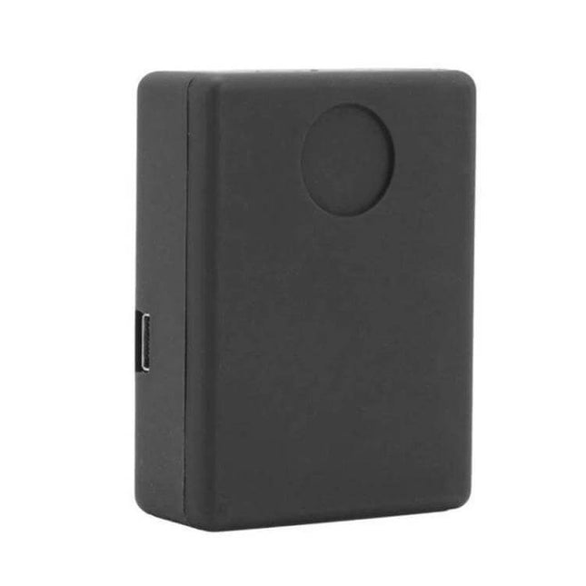 Portable Voice-Activated Anti-Theft Alarm Locator Device compact black unit for room, car or bag with micro-USB port, detects sounds within 5-7m